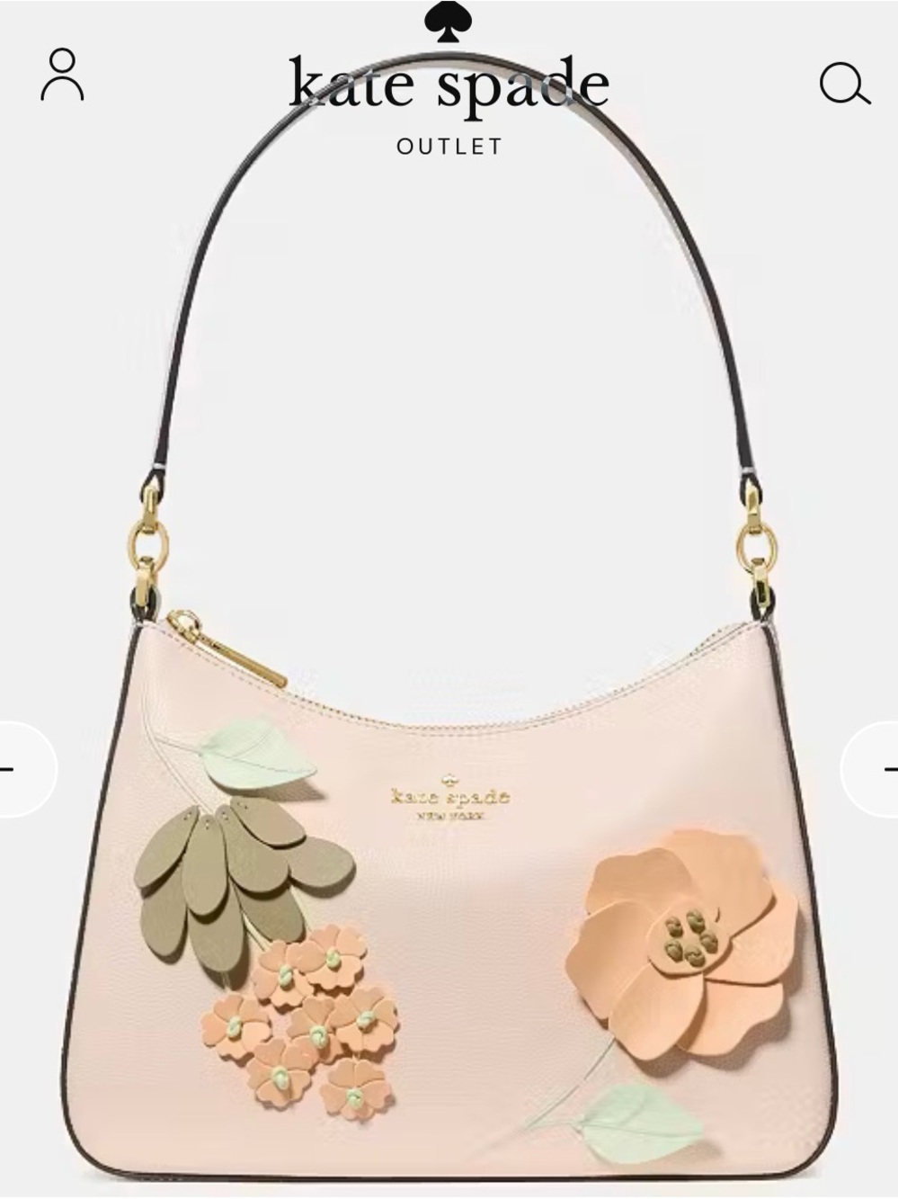 kate spade Pale Pink Floral Appliqué Leather Shoulder Bag(NEW no tags) - Picture 7 of 7